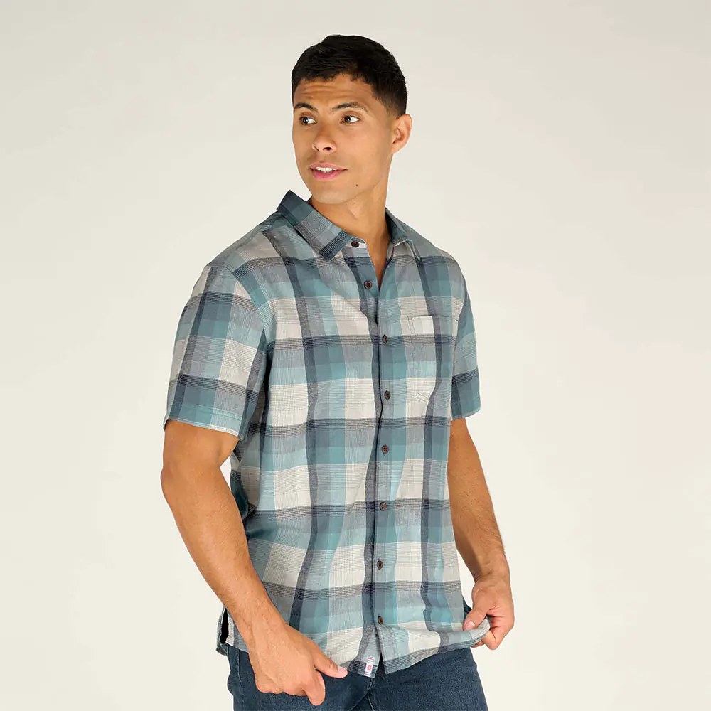 Sherpa Mens Kongde Short Sleeved Shirt (Artic Blue Plaid)