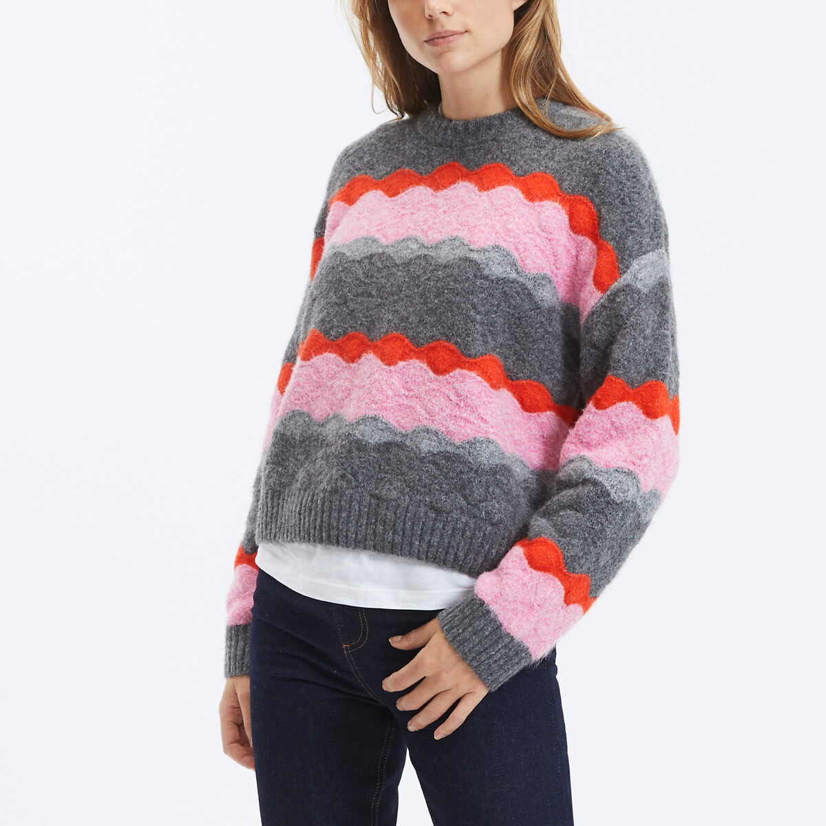 Panayo Recycled Striped Jumper with Crew Neck
