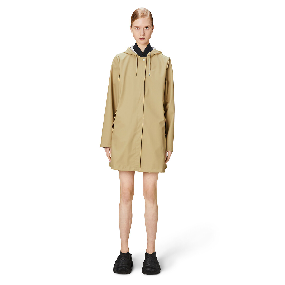 Unisex A-line Mid-Length Windbreaker with Hood