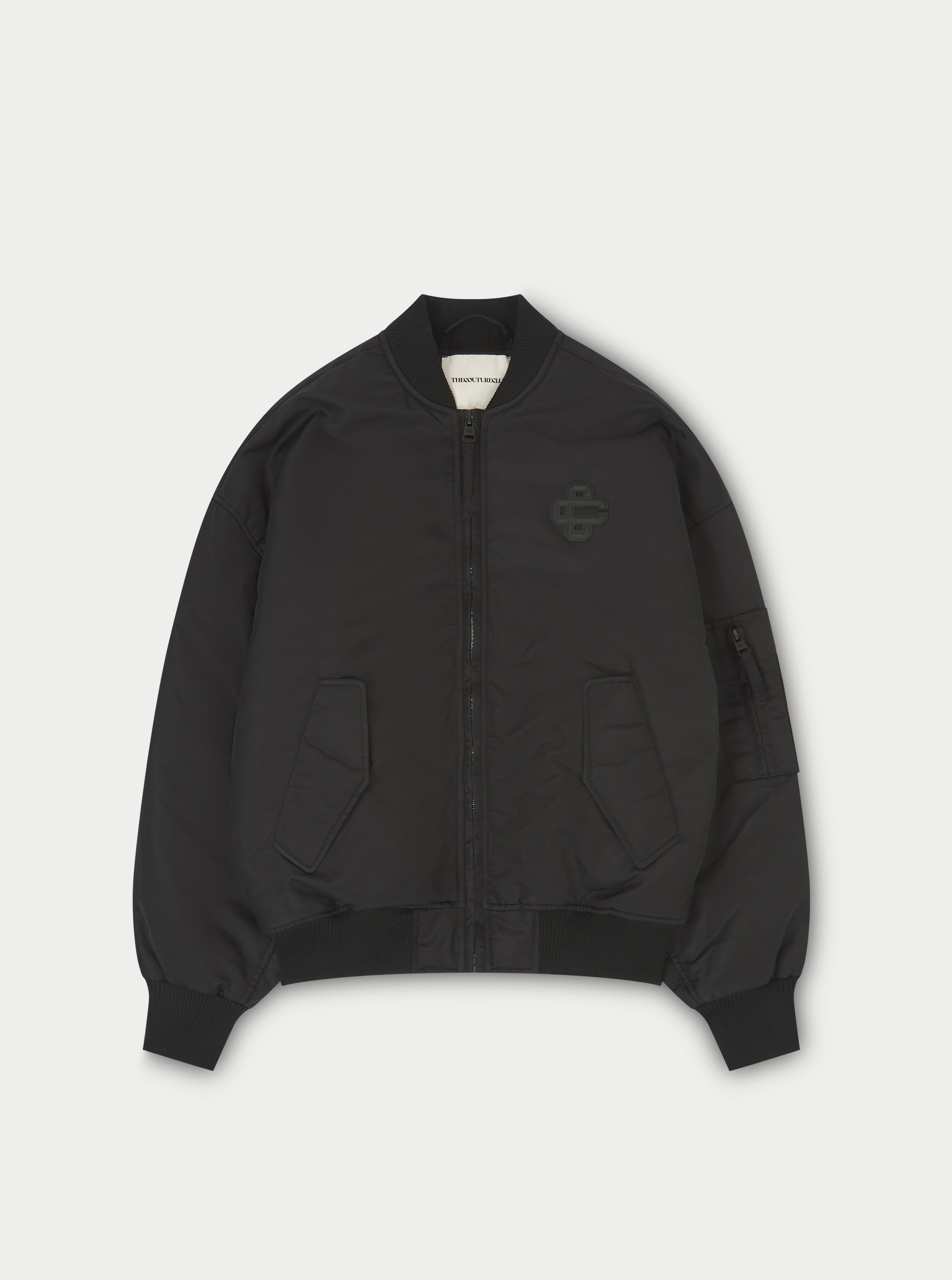 Oversized Emblem Bomer Jacket - Black
