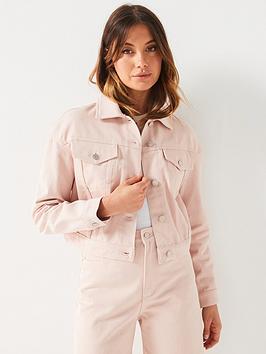 Armani Exchange Cropped Denim Jacket - Pink