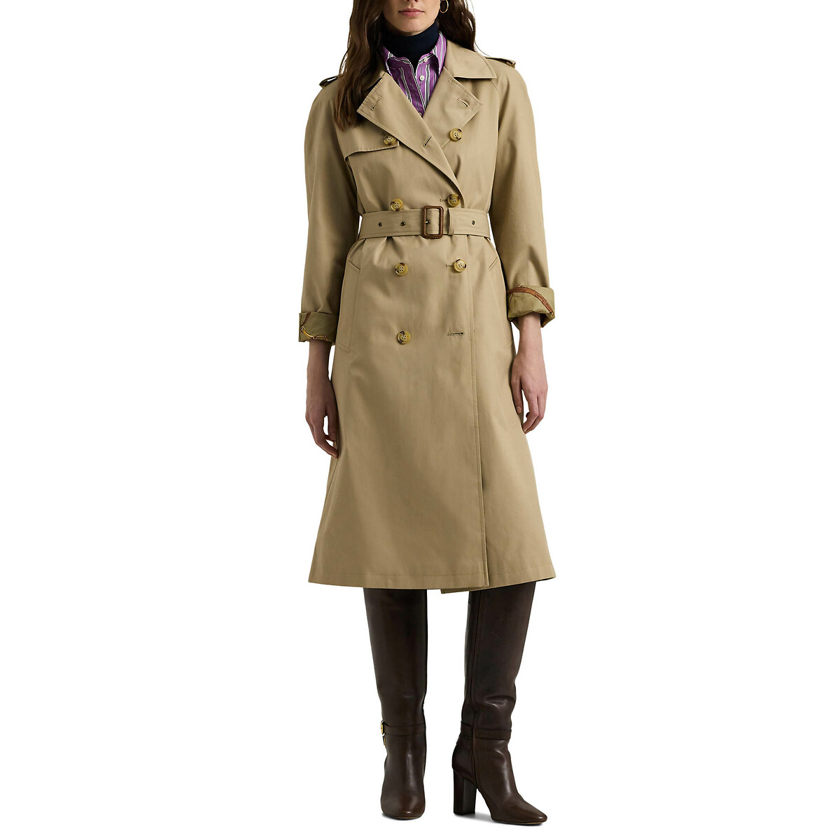 Belted Trench Coat in Cotton Mix