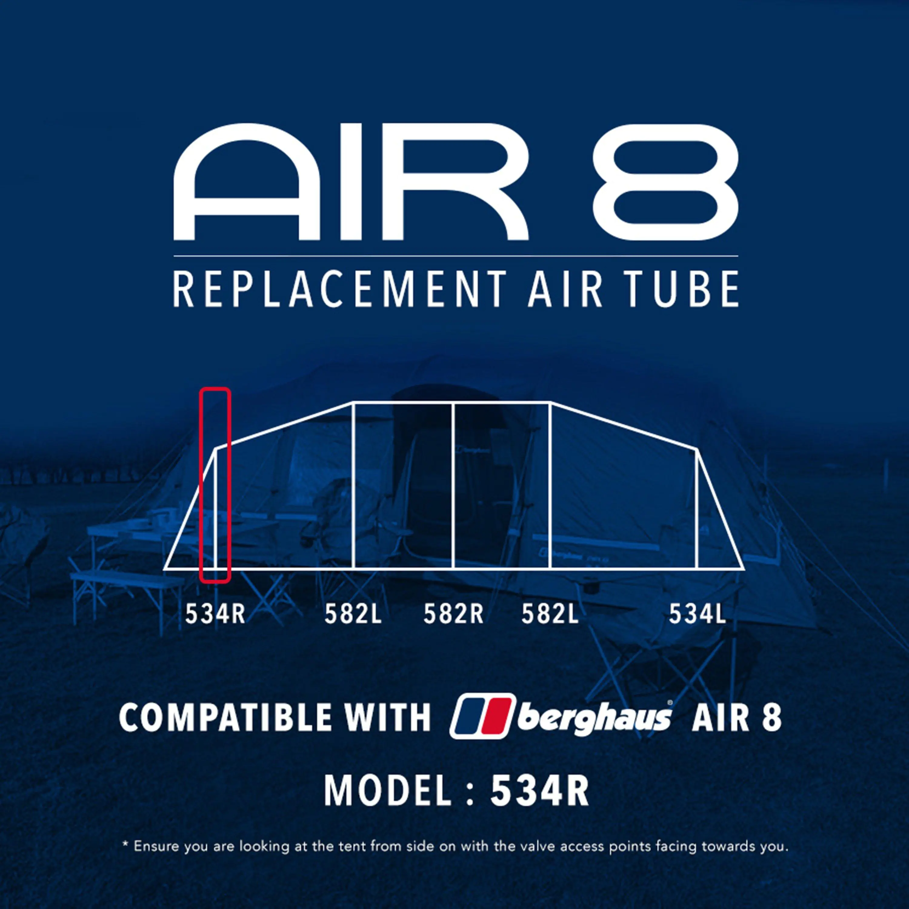 Eurohike Air 8 Tent Replacement Air Tube - 534R - Black, Black