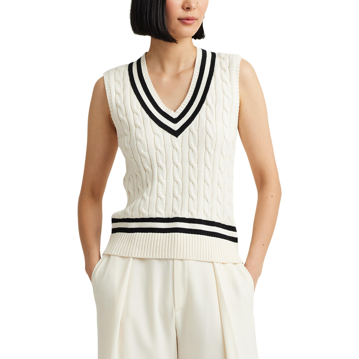 Nalrum Cotton Sleeveless Jumper with V-Neck