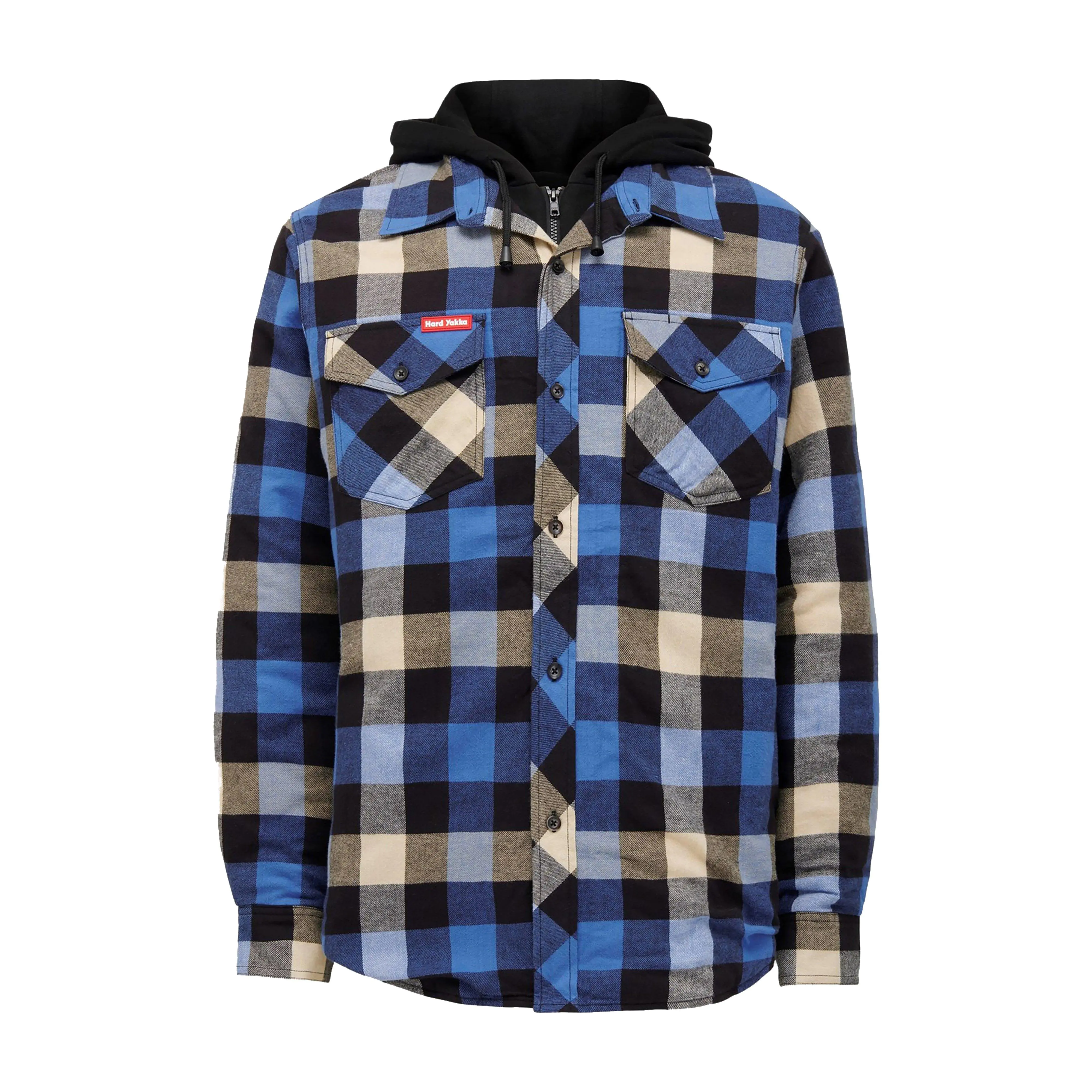 Hard Yakka Men's Quilted Flannel Shacket, Blue